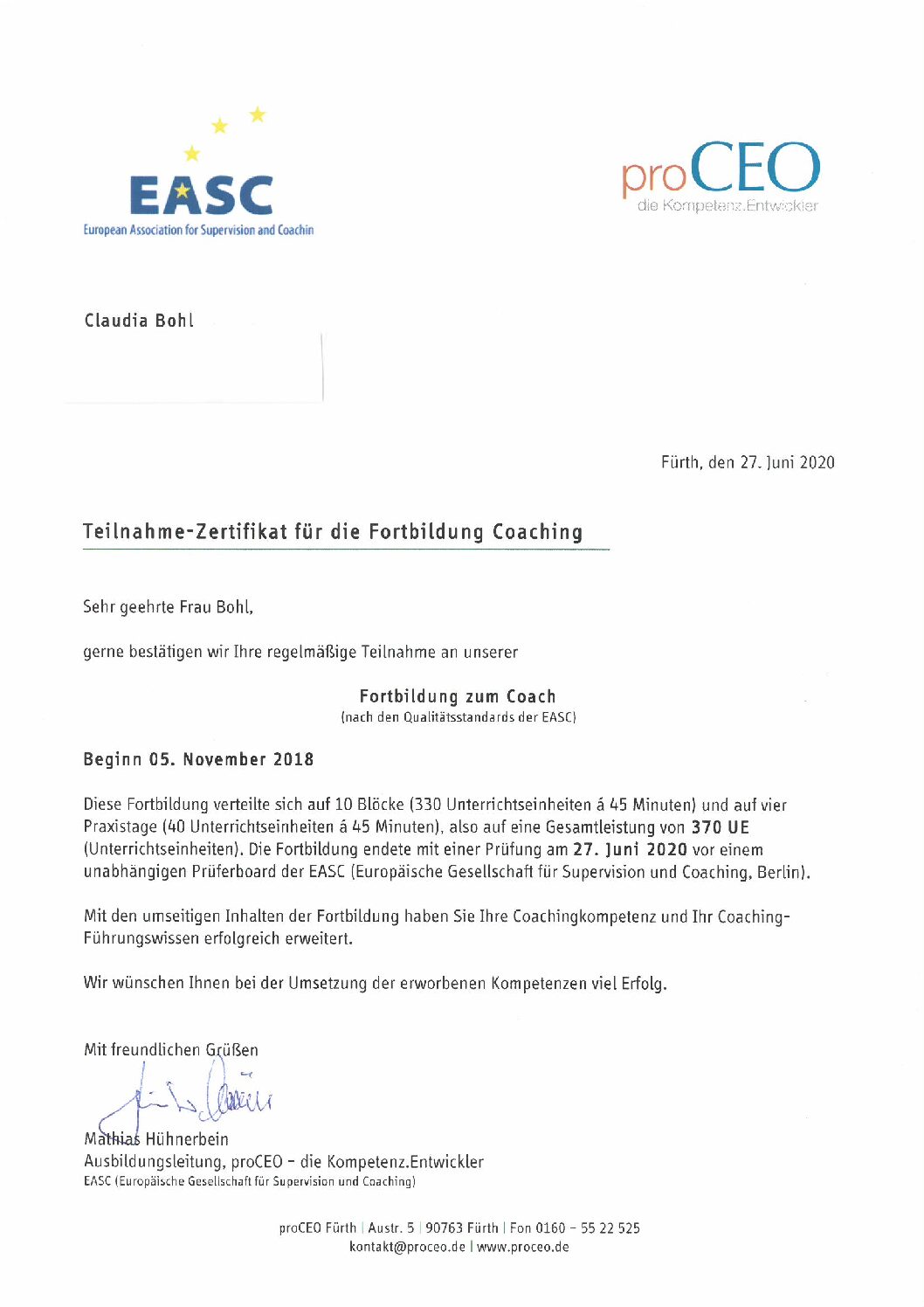 Bohl_Zertifikat_proCEO